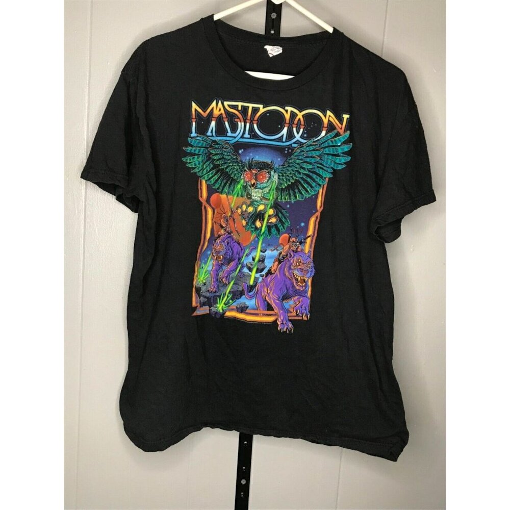 Mastodon Band Shirt Mens Size XL Black Space Owl Heavy Sludge Stoner Metal Y2K